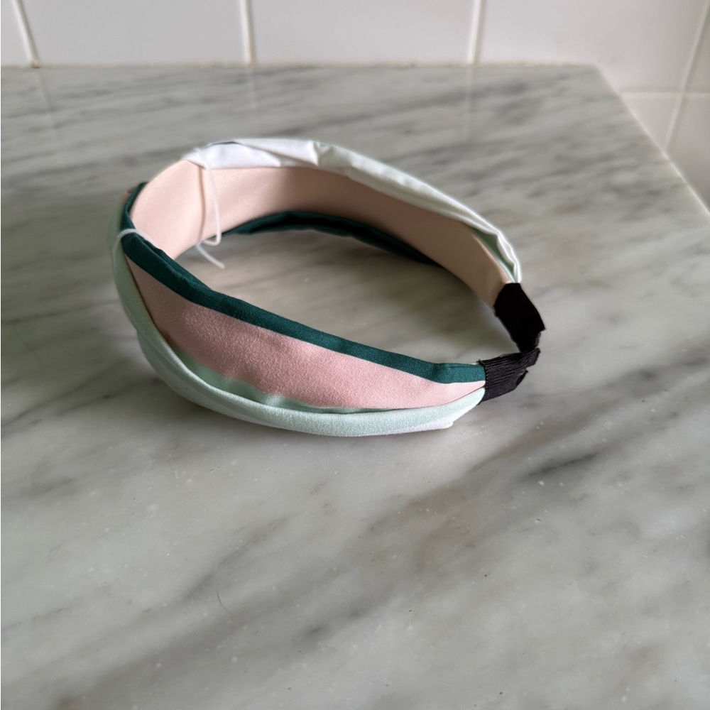 Anthropologie Twist Forest Green and Pink Headband